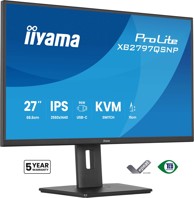 IIYAMA Monitor ProLite XB2797QSNP-B1 / 27", 2560 x 1440, IPS, 75 Hz, 1 ms, HDMI, DisplayPort, USB-C, crna